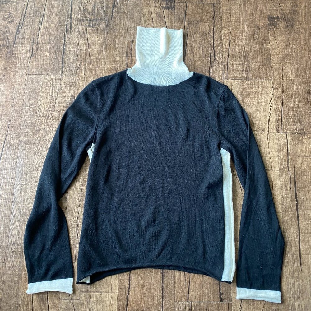 Vintage JPG's Jeans Black and White Contrast Turtleneck Sweater, Size I48 or M